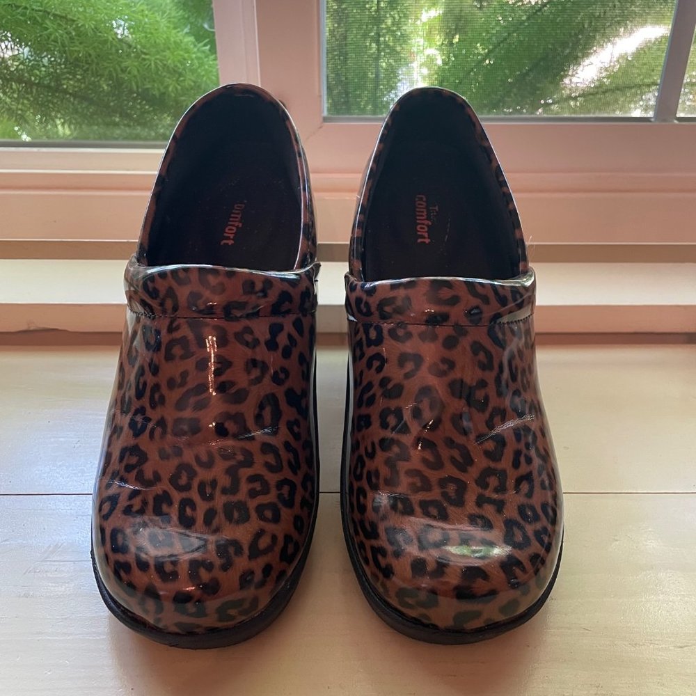 Safe T Step Gretchen Comfort Women's Solid Leopard Print Clog Slip-Resistant/8